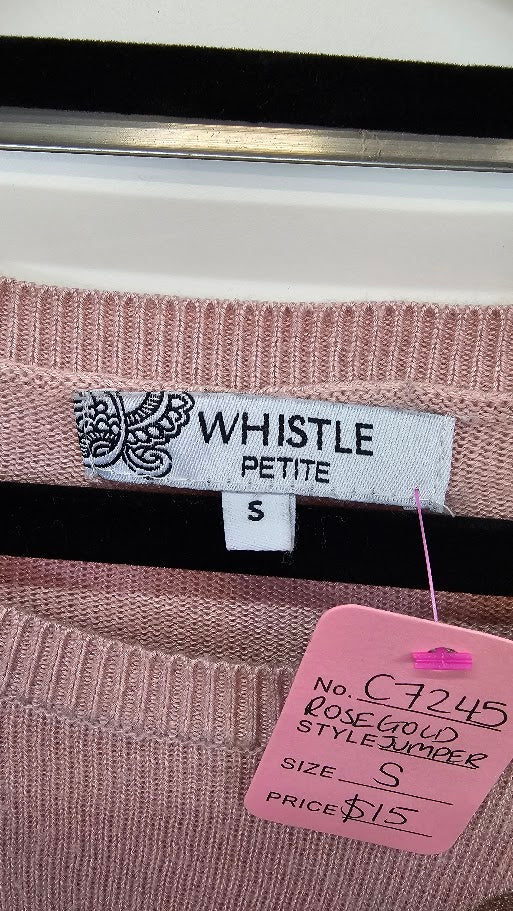 Whistle Pink Rose Gold Dots Knit Jumper - S