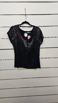 Jetblonde Black S/S Top with Sequins - 10