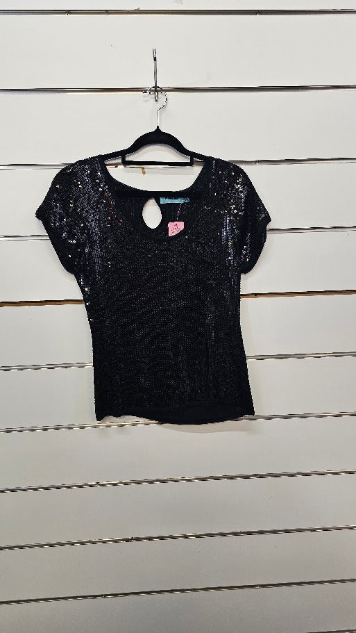 Jetblonde Black S/S Top with Sequins - 10