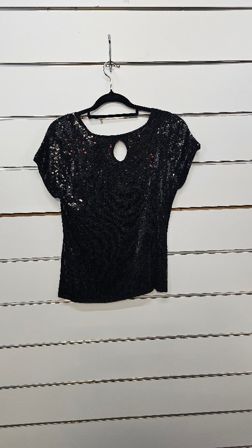 Jetblonde Black S/S Top with Sequins - 10