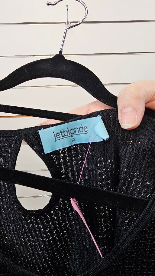 Jetblonde Black S/S Top with Sequins - 10