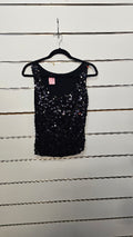 Black Singlet with Large Sequins All Over - S
