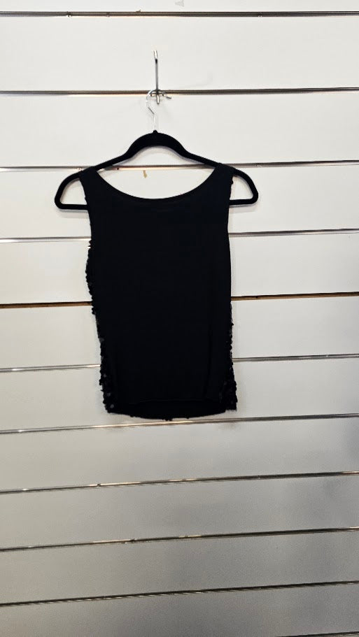 Black Singlet with Large Sequins All Over - S