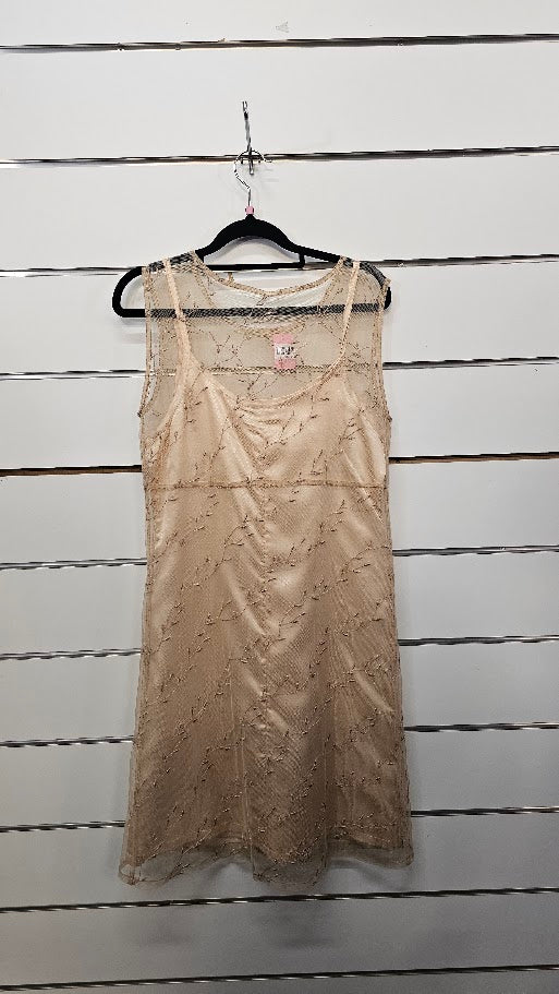 KIABI Peach Sleeveless Lace Dress with Under Dress - 10