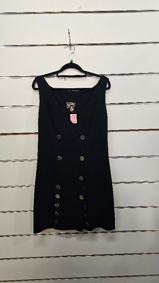 Rosaria Hall Black Sleeveless Dress with Buttons - 12