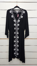 Paper Scissors Black Dress with White Flowers - 14