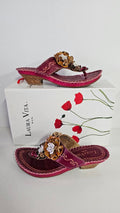 Laura Vita France Burgundy Floral Heels - 38