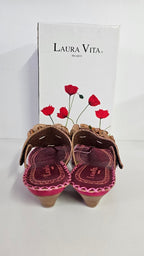 Laura Vita France Burgundy Floral Heels - 38