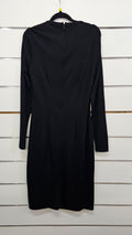 Paula Ryan, Black, Cotton Dress with Detailed Neckline & Long Sleeves – M