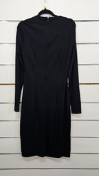 Paula Ryan, Black, Cotton Dress with Detailed Neckline & Long Sleeves – M