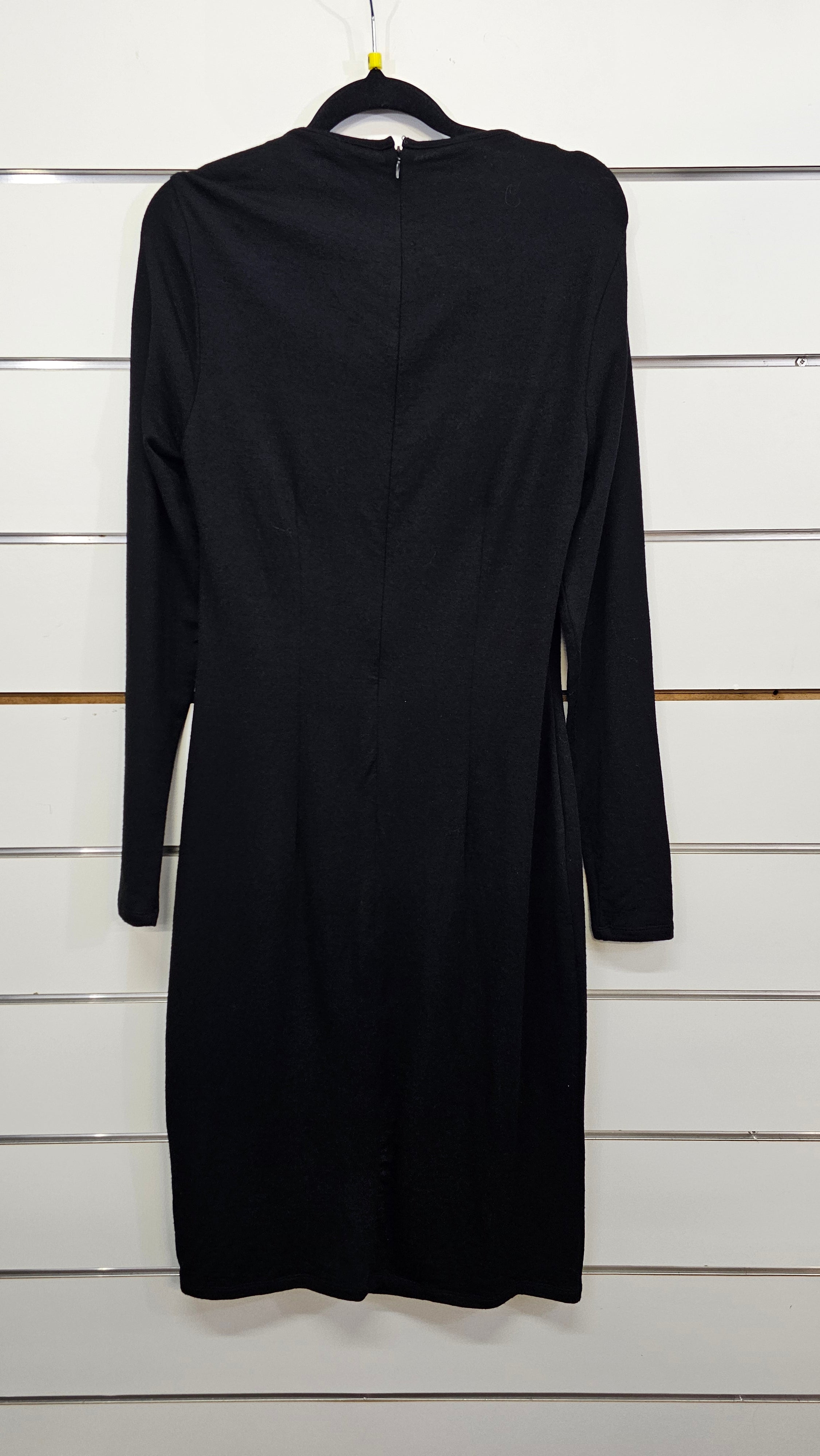 Paula Ryan, Black, Cotton Dress with Detailed Neckline & Long Sleeves – M