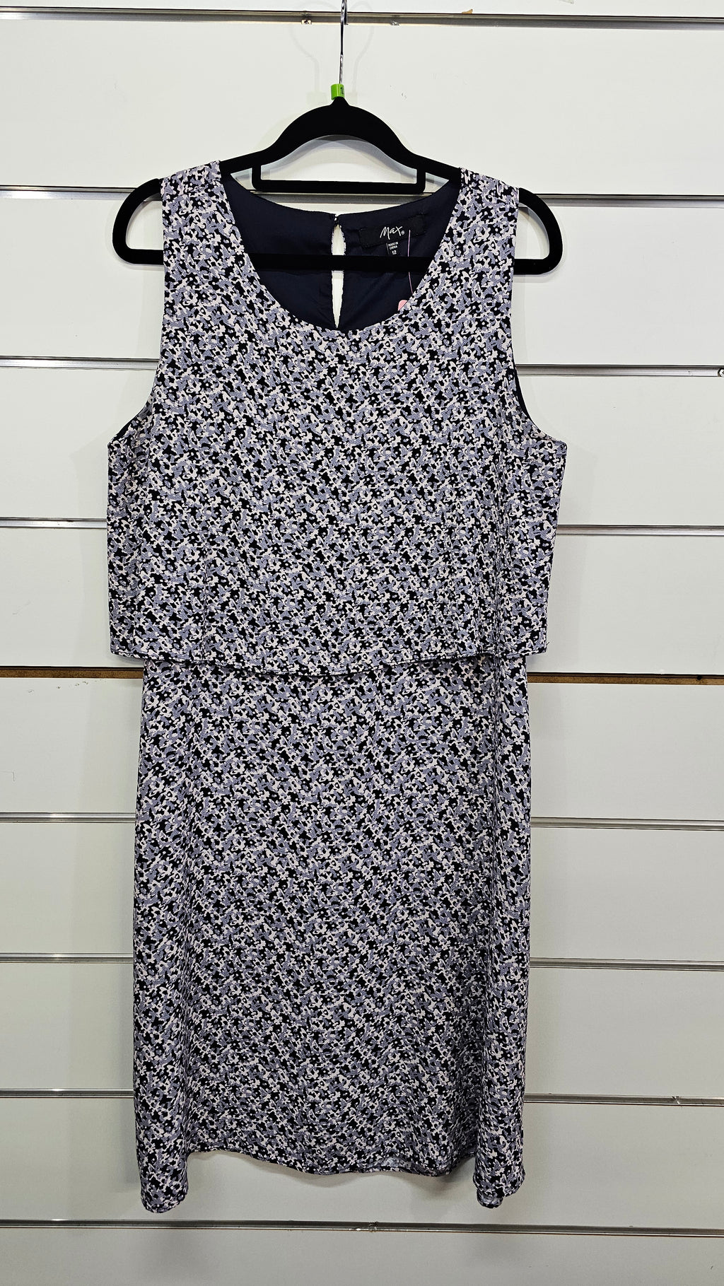 Max, Black/White, Sleeveless Double Layer Pencil Dress – 12