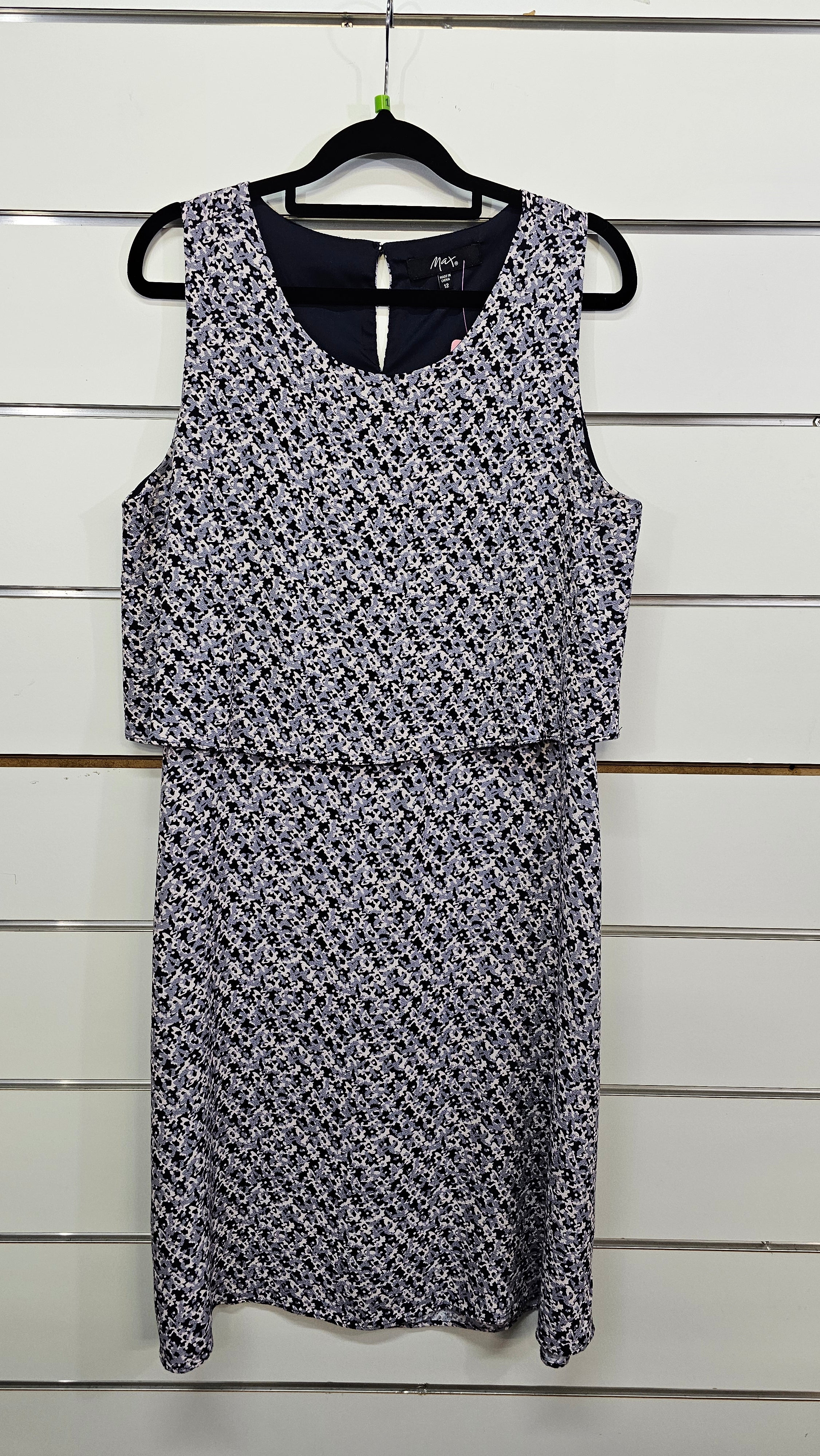 Max, Black/White, Sleeveless Double Layer Pencil Dress – 12