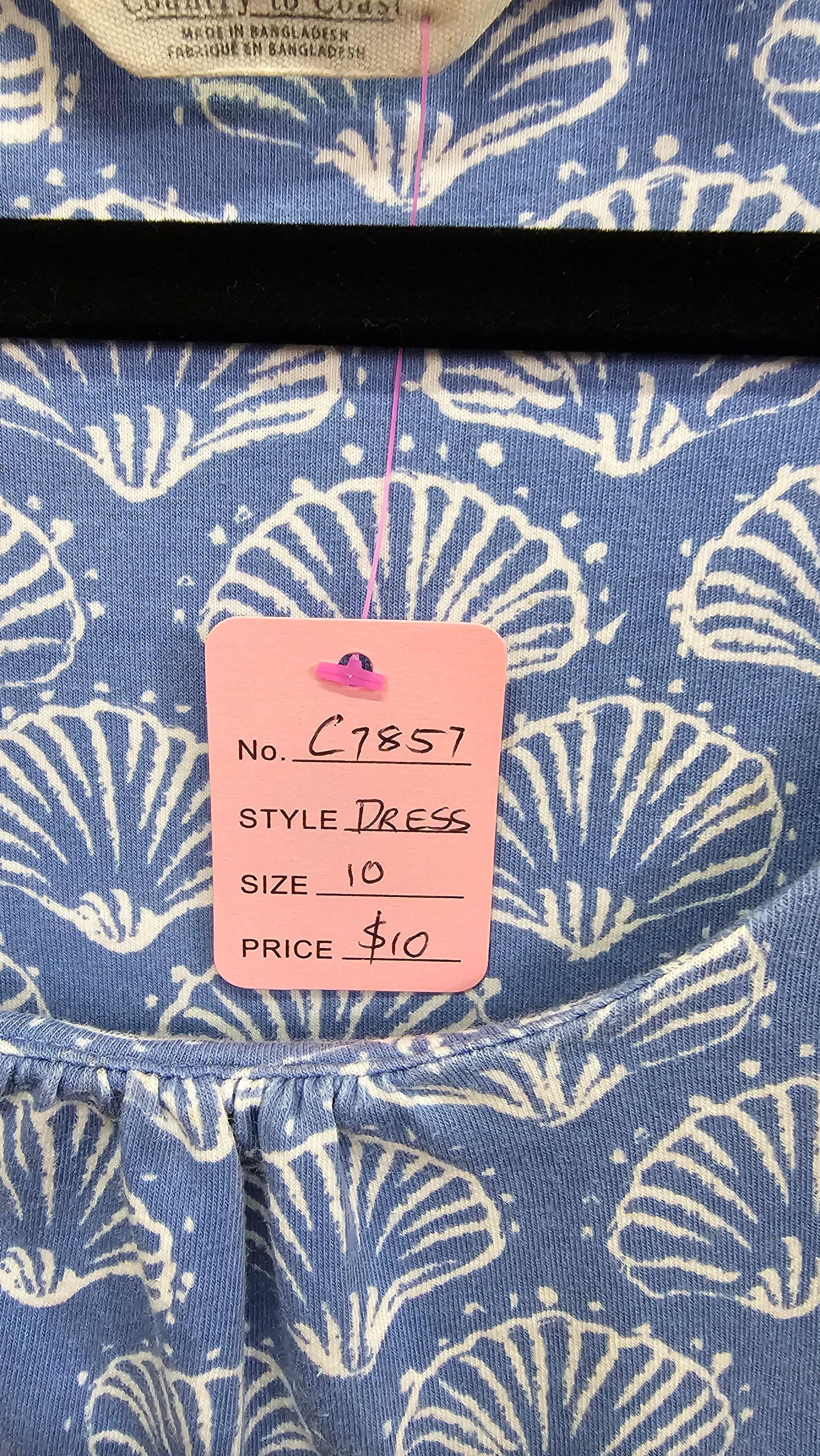 Country to Coast, Blue/White Floral, Round Neck Short Sleeve Midi Dress – 10