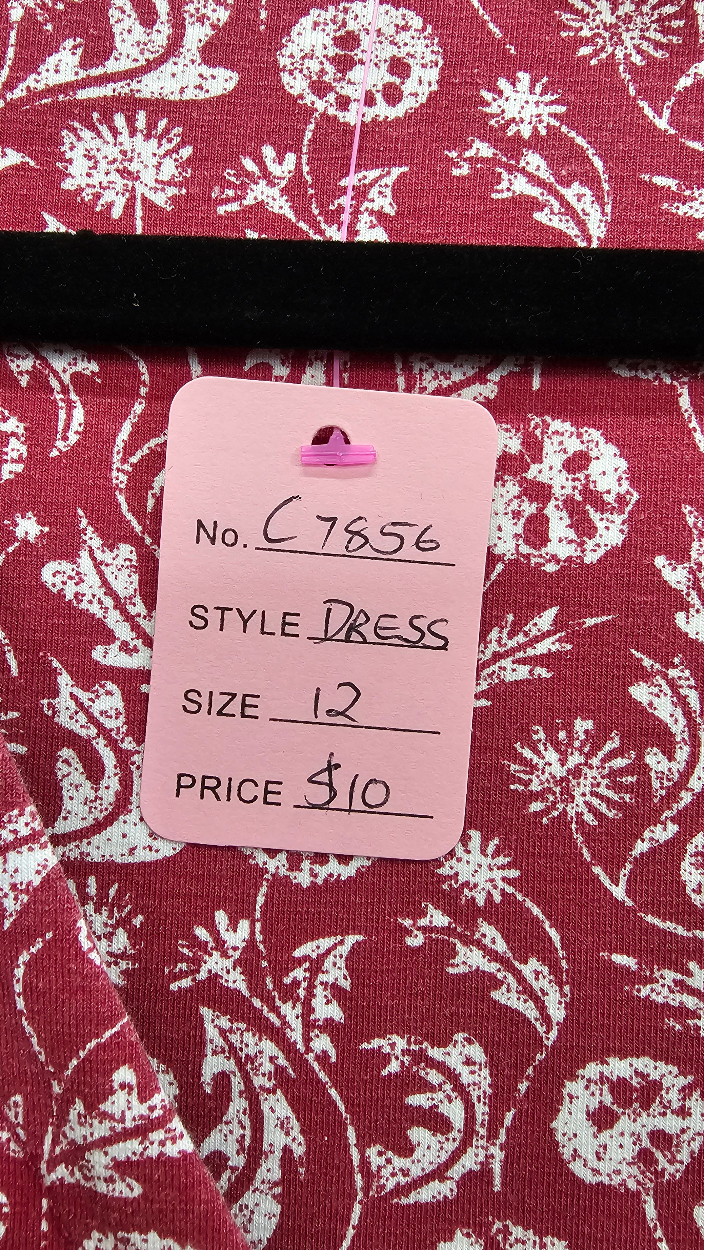 Country to Coast, Plum/White Floral, V-Neck Wrap Dress with Waist Tie & Short Sleeves – 12