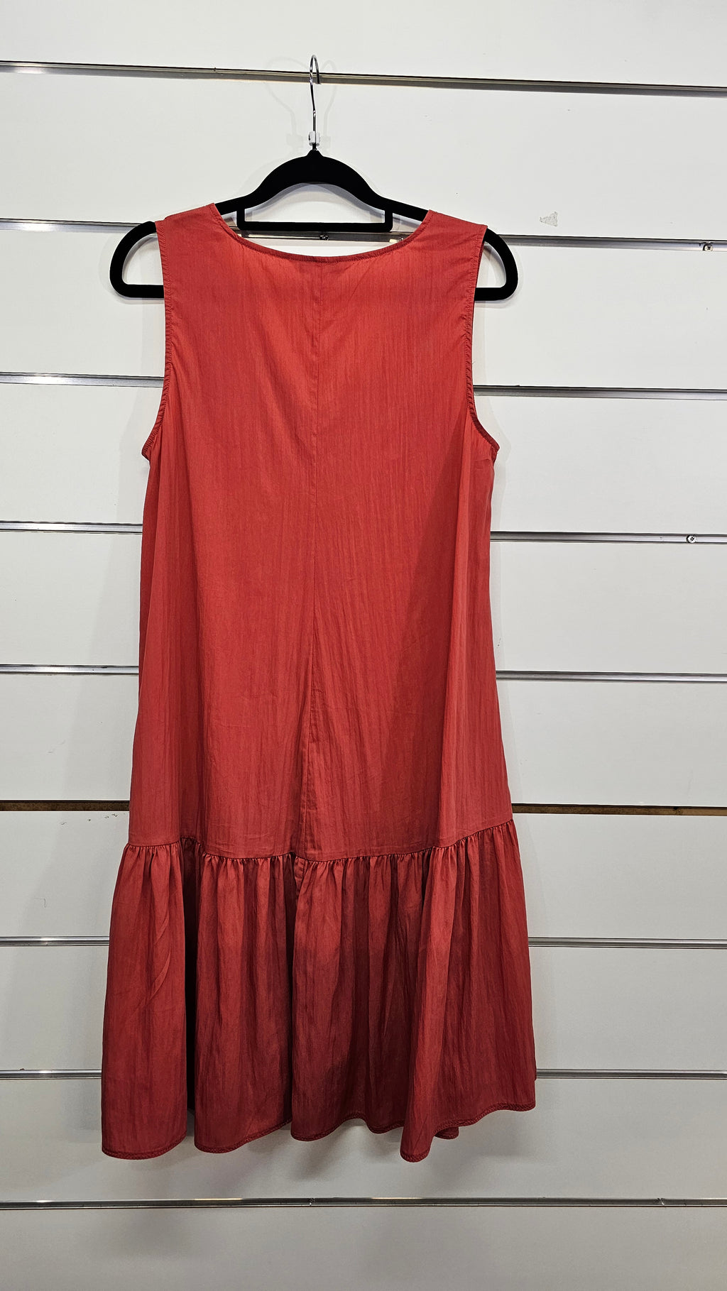 Country Rd, Rust, V-Neck Midi Shift Dress with Pockets – 8