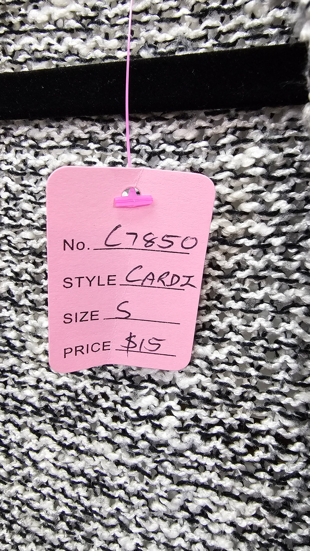 Jeans West, Black/White Marle, Knit Cardigan with Roll Collar – S