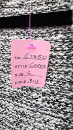 Jeans West, Black/White Marle, Knit Cardigan with Roll Collar – S