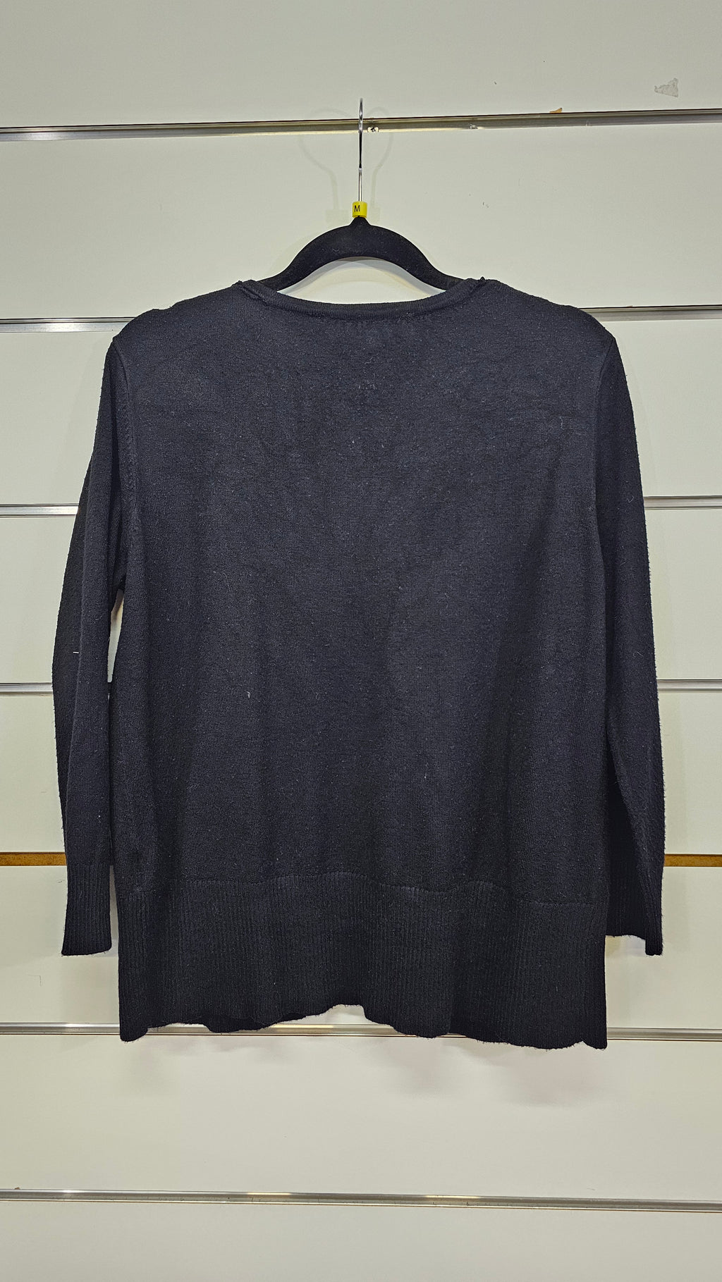 Oliver Black, Black, 3/4 Sleeve Knit Cardigan with Button Front – M