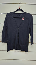 Max, Black, Knit Cardigan with Button Front, 3/4 Sleeve – S