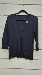Max, Black, Knit Cardigan with Button Front, 3/4 Sleeve – S