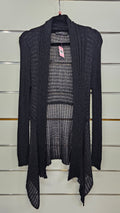 Pagani, Black, Knit Long Sleeve Cardigan with Lace Pattern – S