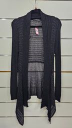 Pagani, Black, Knit Long Sleeve Cardigan with Lace Pattern – S
