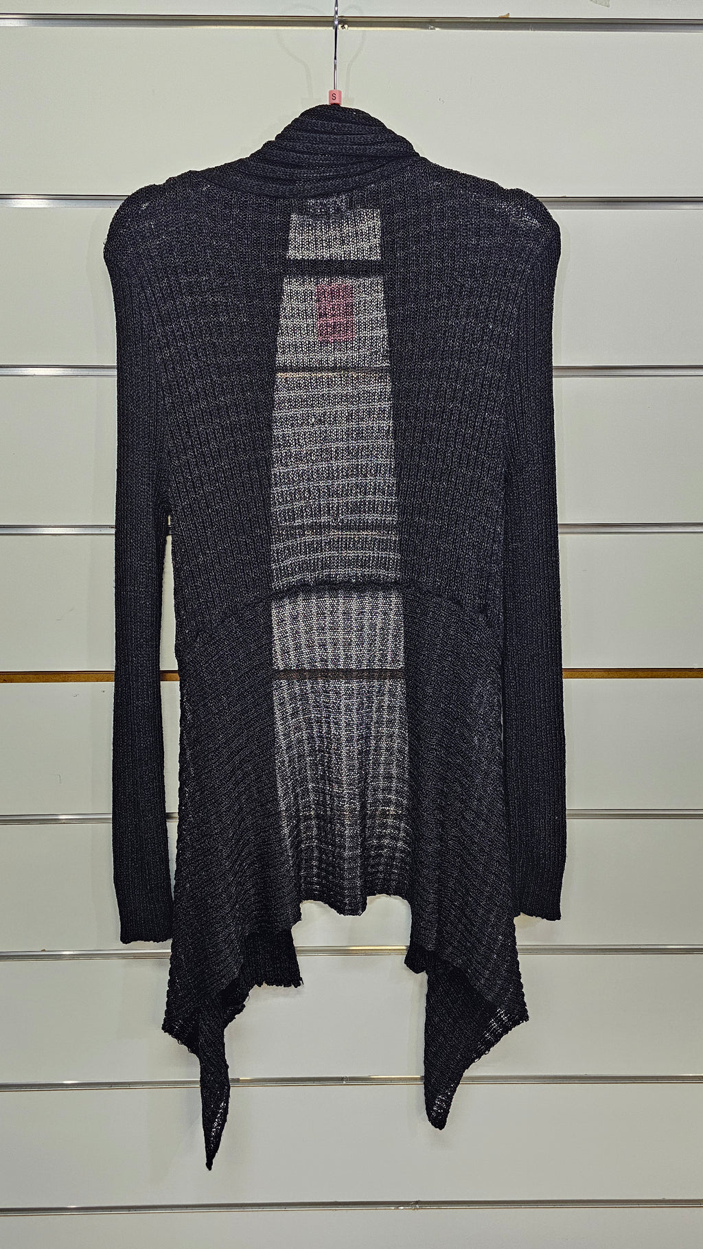 Pagani, Black, Knit Long Sleeve Cardigan with Lace Pattern – S