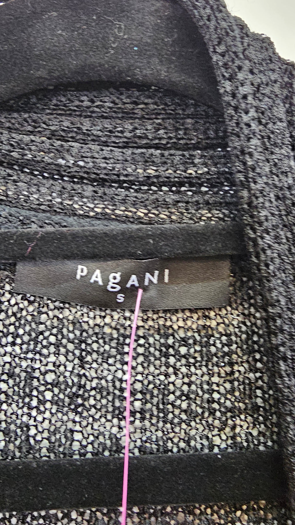 Pagani, Black, Knit Long Sleeve Cardigan with Lace Pattern – S