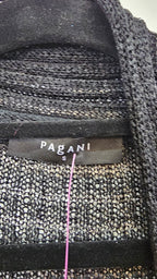 Pagani, Black, Knit Long Sleeve Cardigan with Lace Pattern – S
