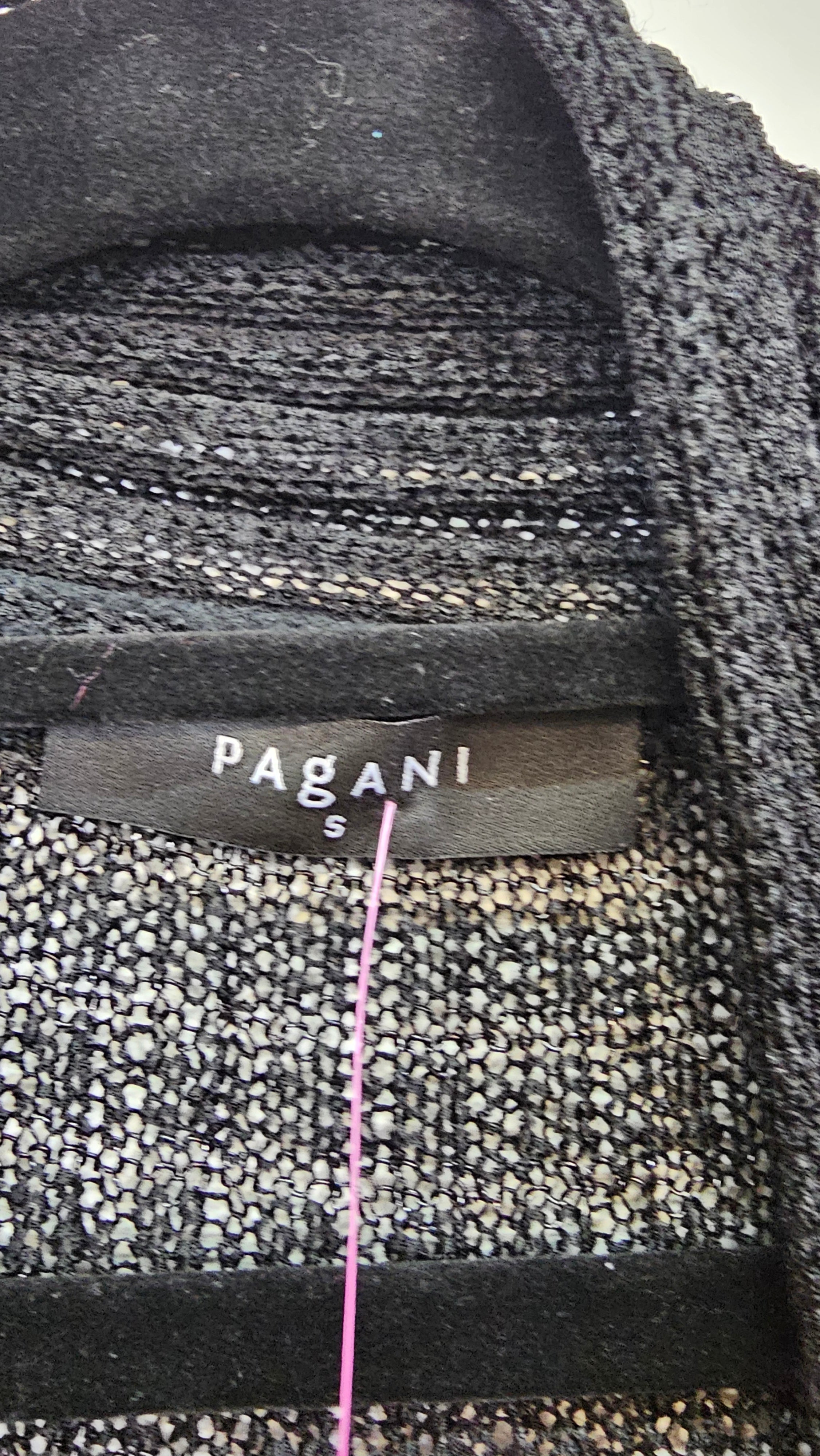 Pagani, Black, Knit Long Sleeve Cardigan with Lace Pattern – S