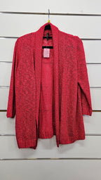 Twin Lakes, Raspberry, Knitted Cardigan with Roll Collar, 3/4 Sleeve – M