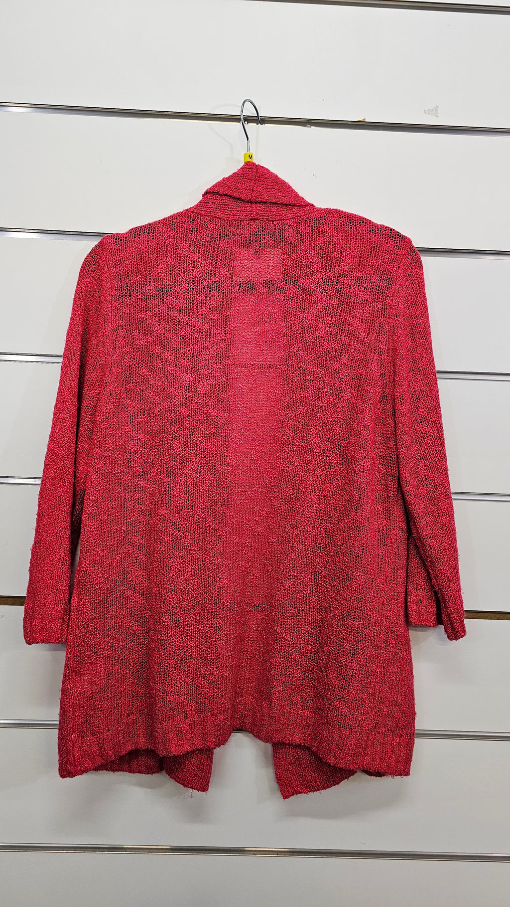 Twin Lakes, Raspberry, Knitted Cardigan with Roll Collar, 3/4 Sleeve – M