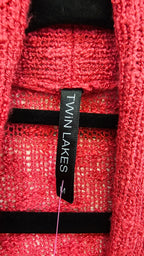 Twin Lakes, Raspberry, Knitted Cardigan with Roll Collar, 3/4 Sleeve – M