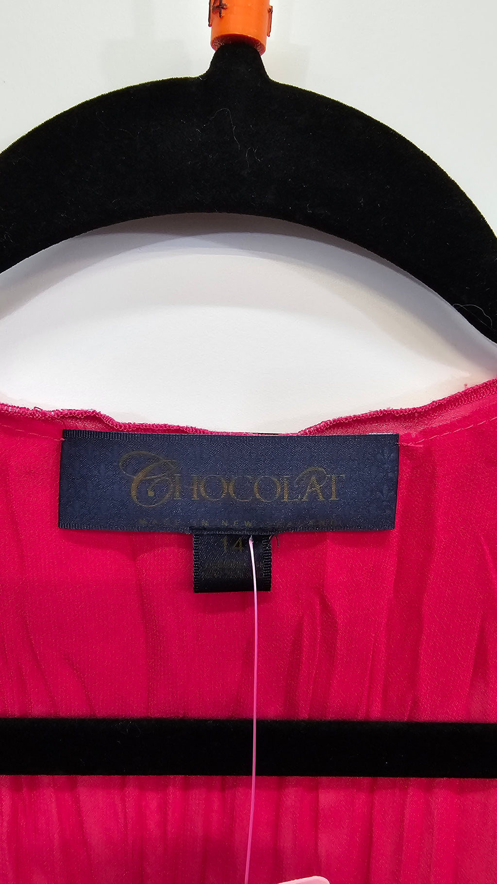 Chocolat, Hot Pink, Crinkle Ruffle Hem Cardigan, 3/4 Sleeve – 14