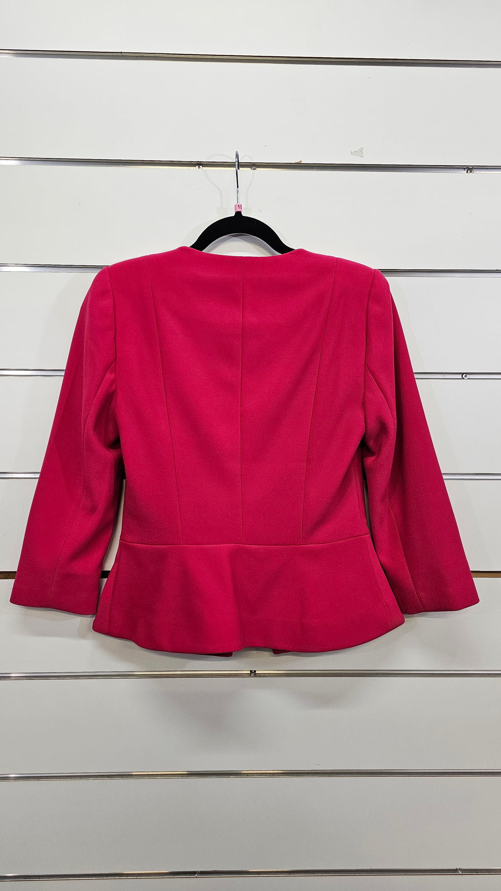 Portmans, Hot Pink, Fully Lined Peplum Jacket with Silver Zips, 3/4 Sleeve – 10