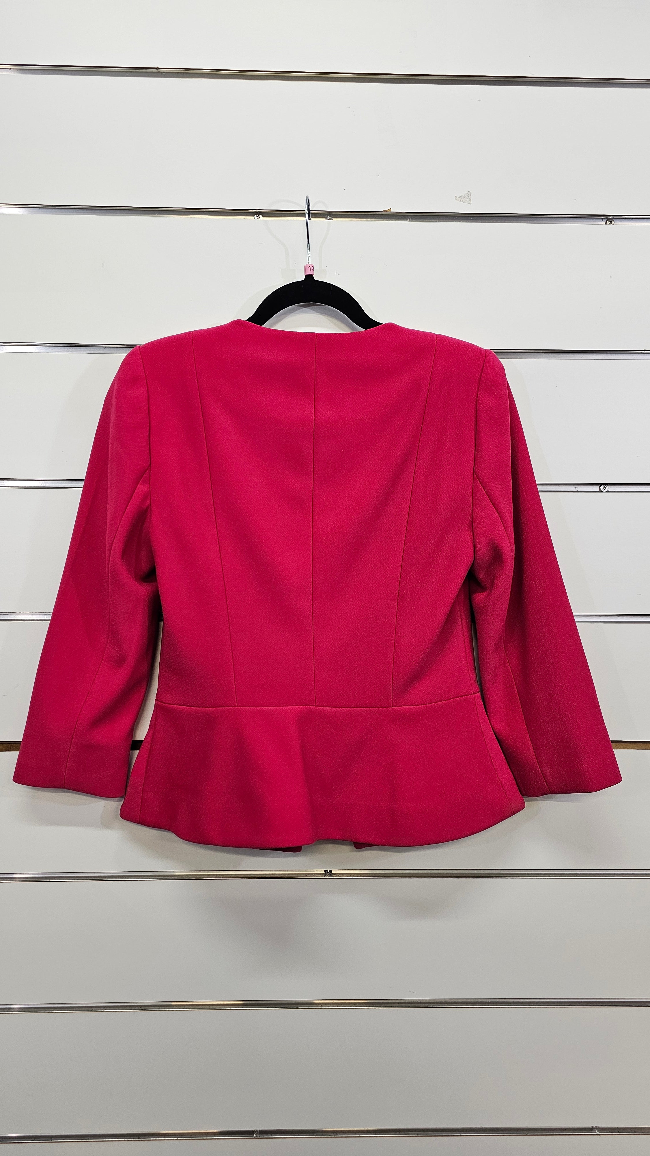 Portmans, Hot Pink, Fully Lined Peplum Jacket with Silver Zips, 3/4 Sleeve – 10