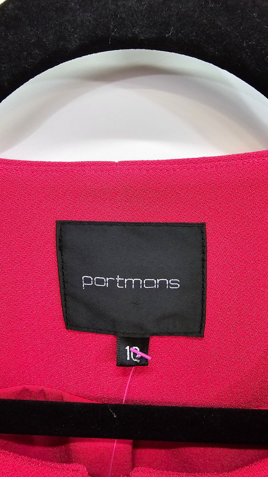 Portmans, Hot Pink, Fully Lined Peplum Jacket with Silver Zips, 3/4 Sleeve – 10
