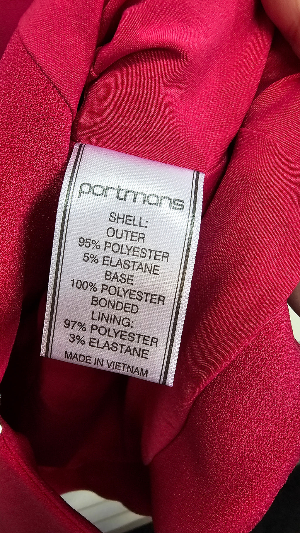 Portmans, Hot Pink, Fully Lined Peplum Jacket with Silver Zips, 3/4 Sleeve – 10