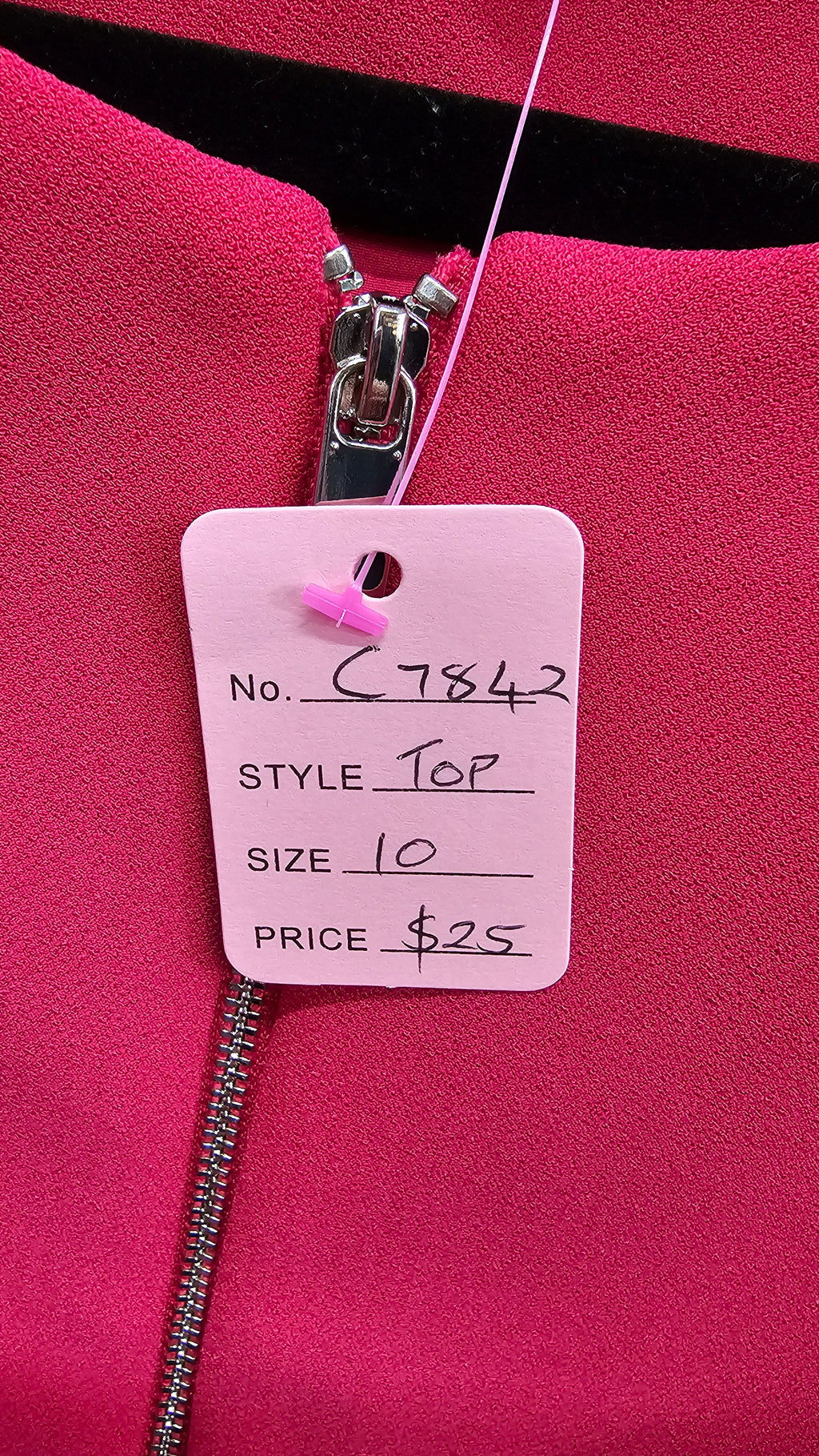 Portmans, Hot Pink, Fully Lined Peplum Jacket with Silver Zips, 3/4 Sleeve – 10