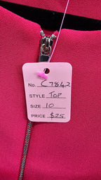 Portmans, Hot Pink, Fully Lined Peplum Jacket with Silver Zips, 3/4 Sleeve – 10