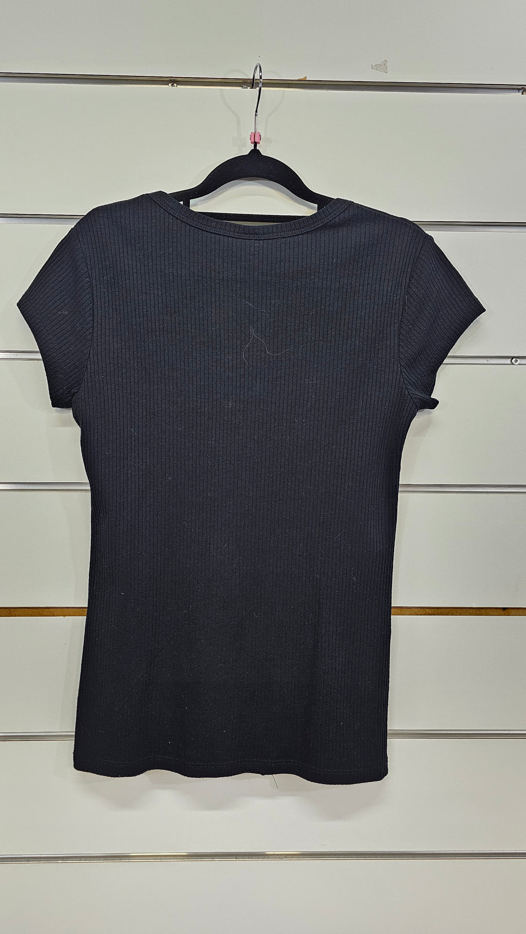 Anko, Black, Round Neck Button Front Rib Top – 10