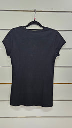 Anko, Black, Round Neck Button Front Rib Top – 10