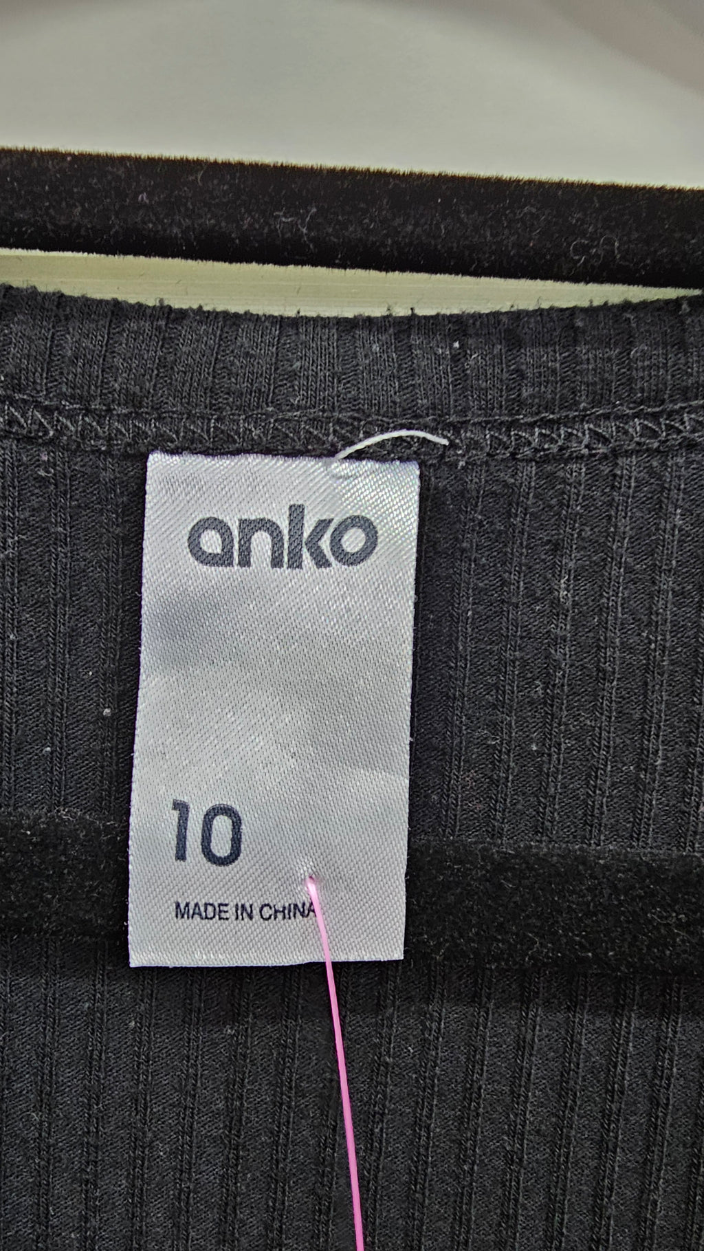 Anko, Black, Round Neck Button Front Rib Top – 10