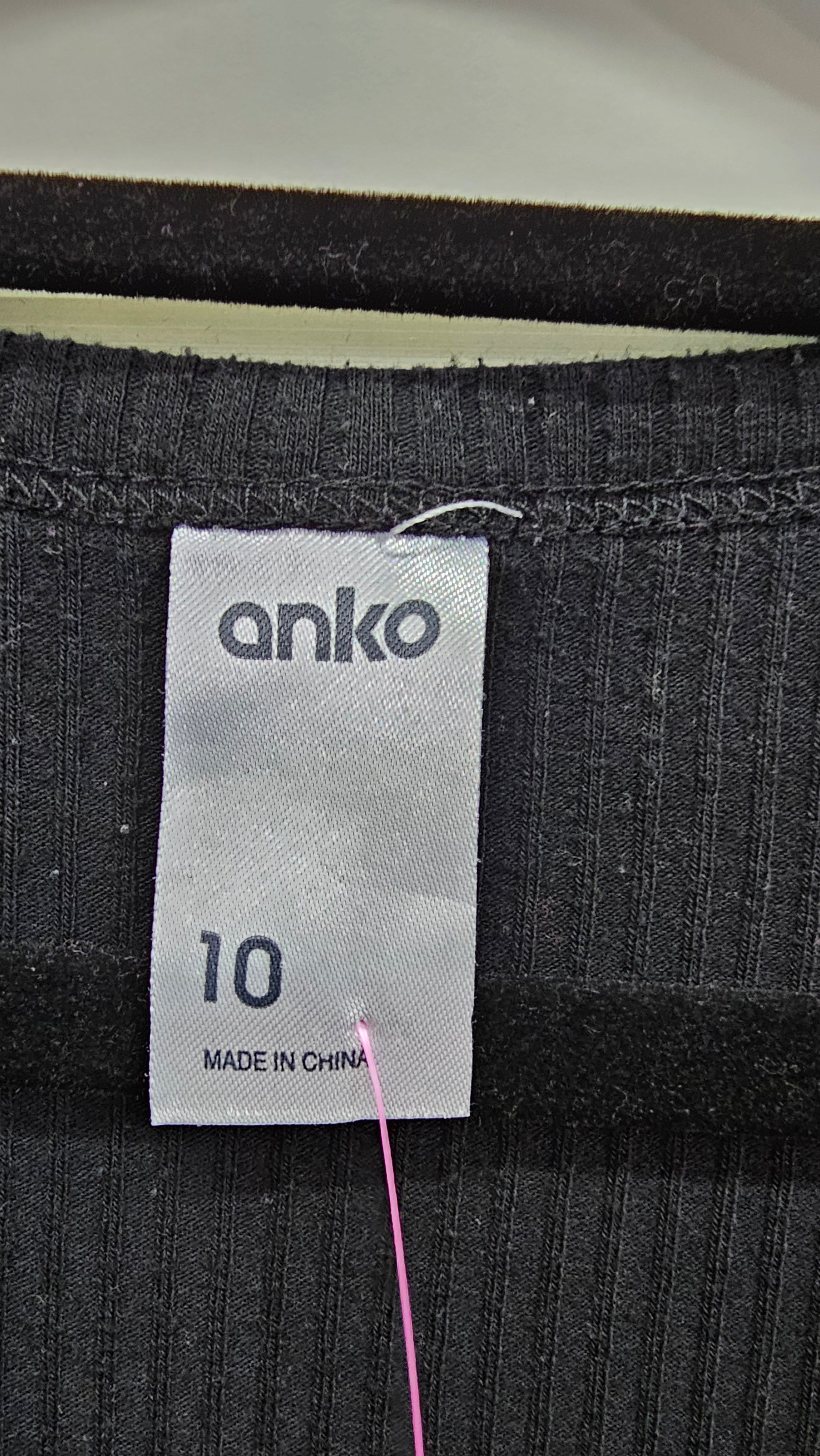 Anko, Black, Round Neck Button Front Rib Top – 10