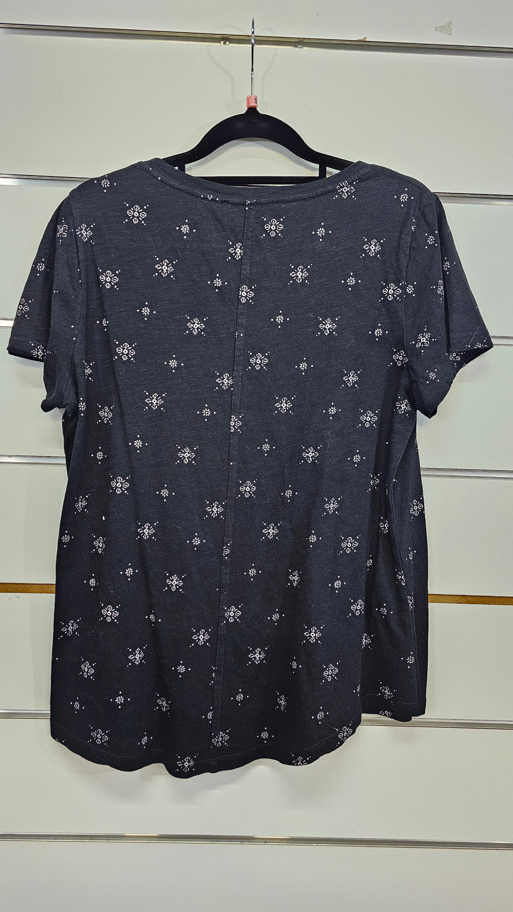 Just Jeans, Black/Silver, V-Neck T-Shirt with Silver Flower – S