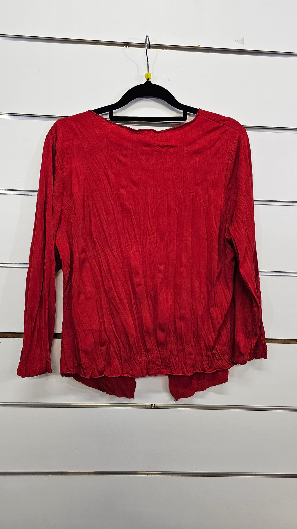 Revue, Red, 3/4 Sleeve Crinkle Top with Ties – 16