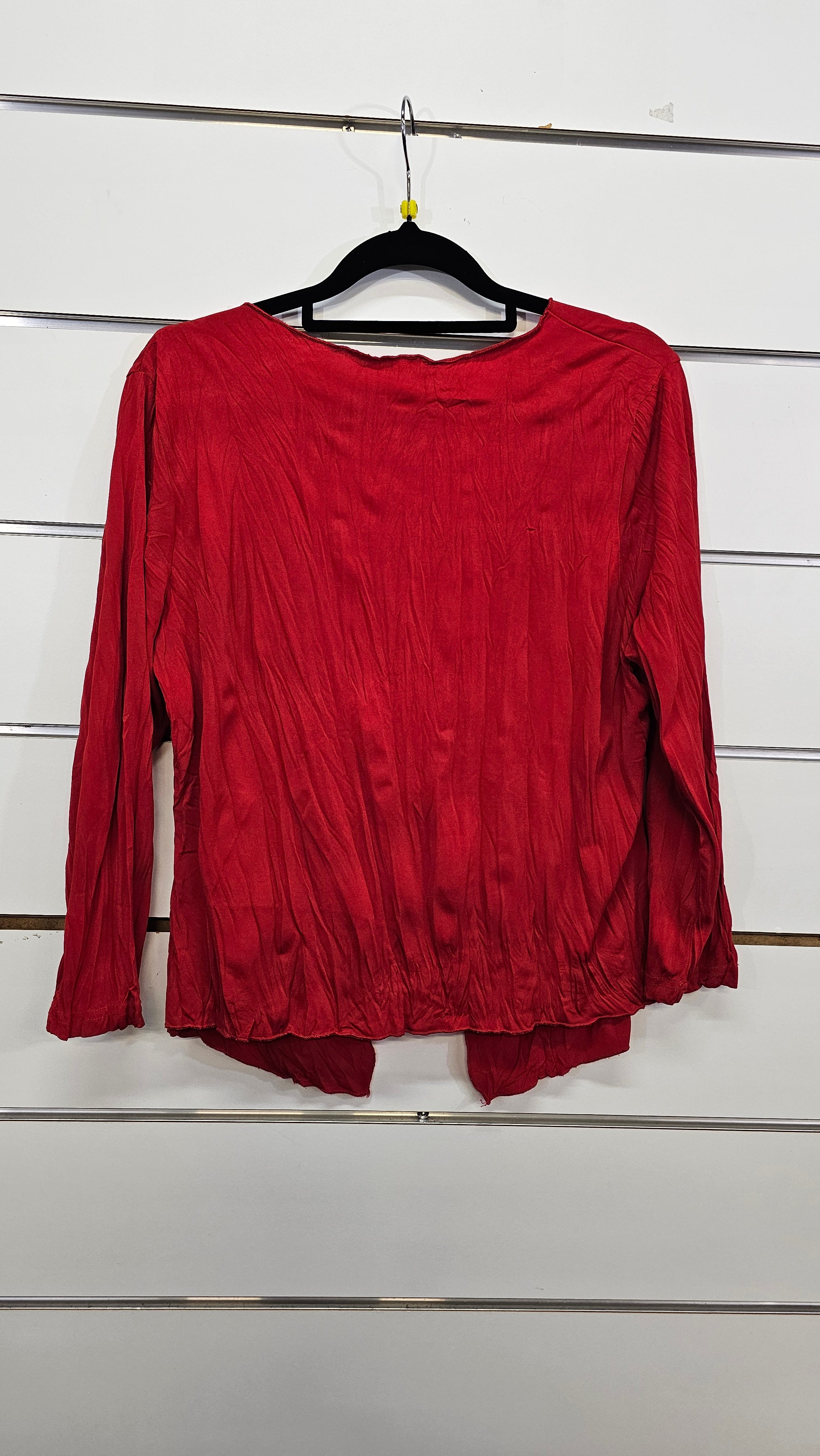 Revue, Red, 3/4 Sleeve Crinkle Top with Ties – 16