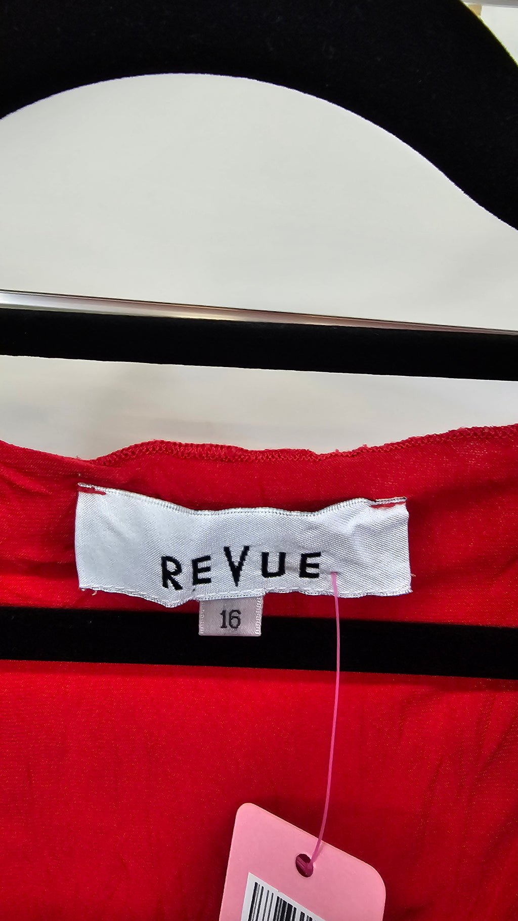 Revue, Red, 3/4 Sleeve Crinkle Top with Ties – 16