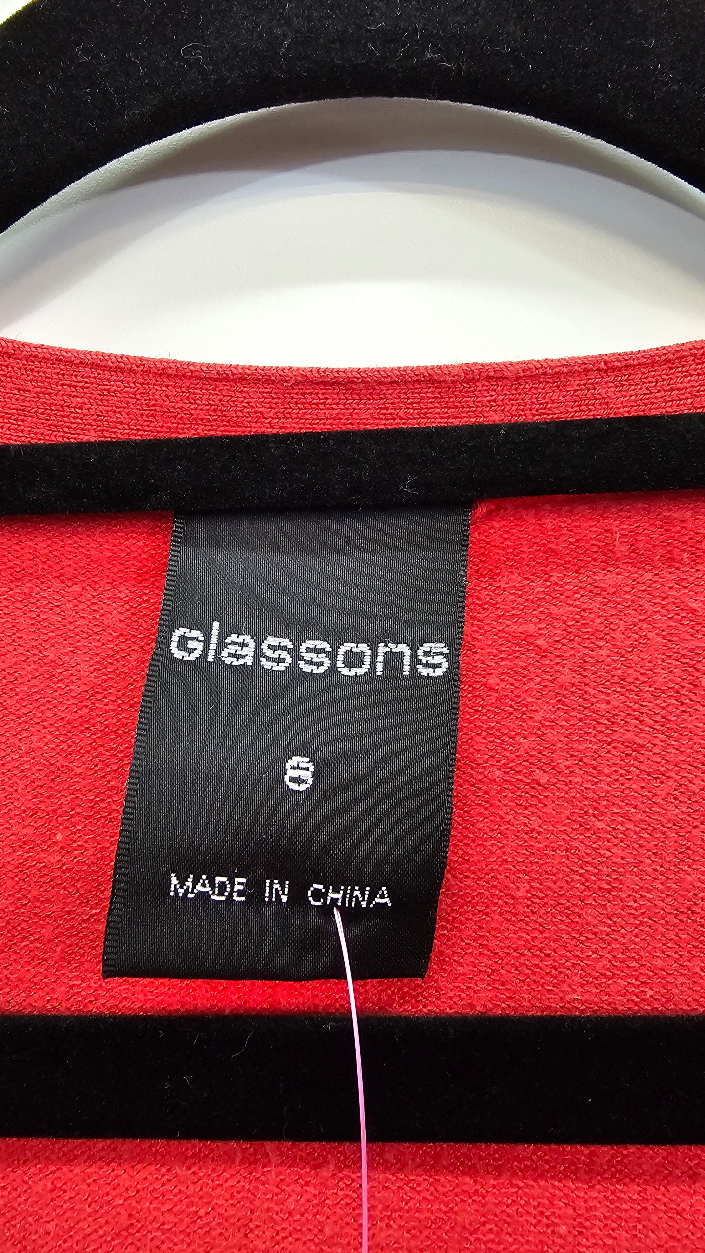 Glassons, Red, Cotton Knit Wrap Top with Cap Sleeves – 8